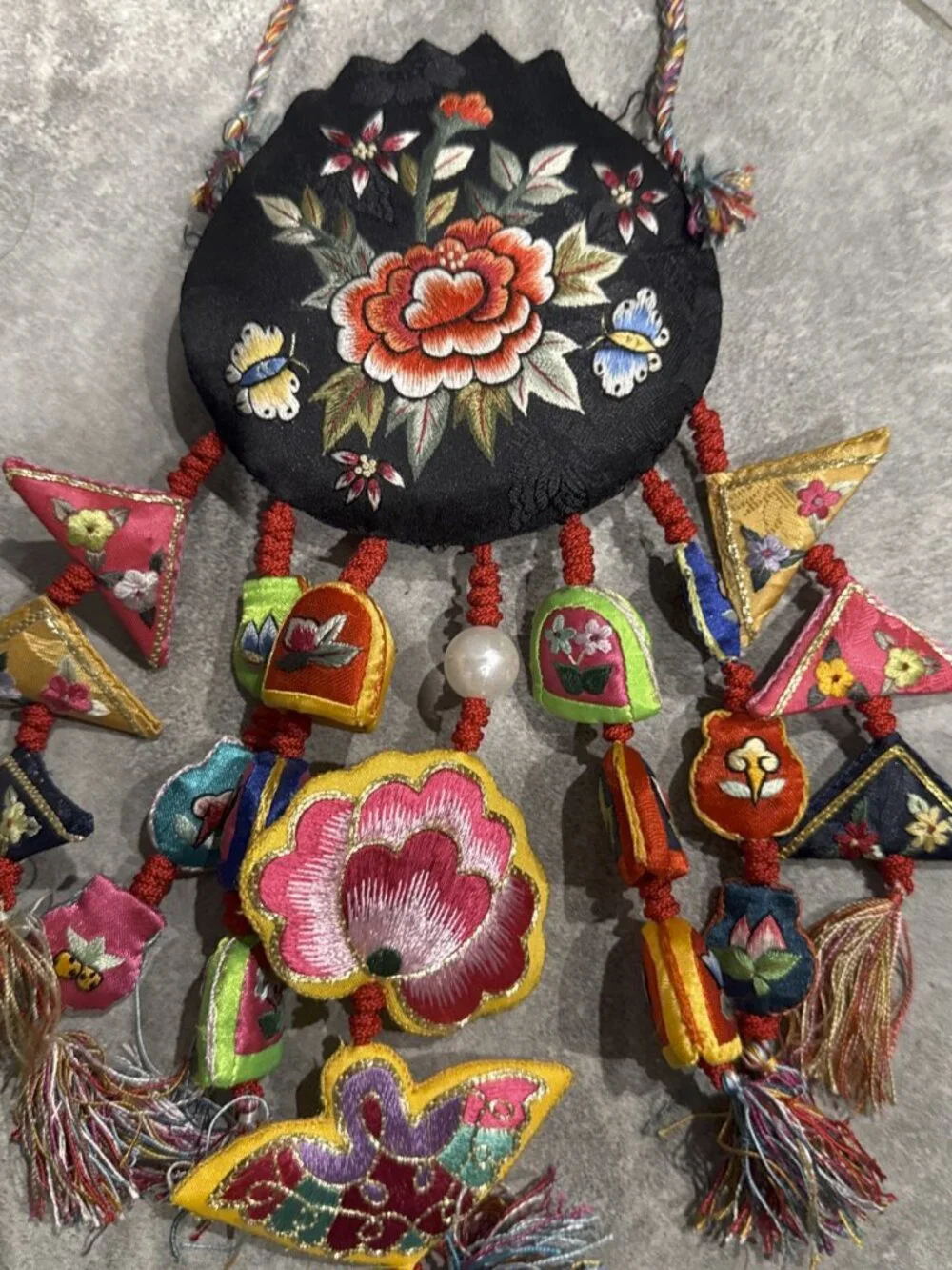 Vintage Korean Embroidered Silk Norigae Ornament